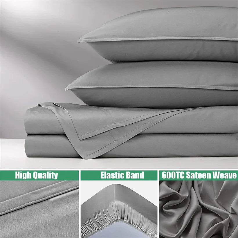 Organic Bamboo Bedding Set | Luxury Cooling Fitted & Flat Sheets, Silky Soft Pillowcase  Dream Tech Sleep