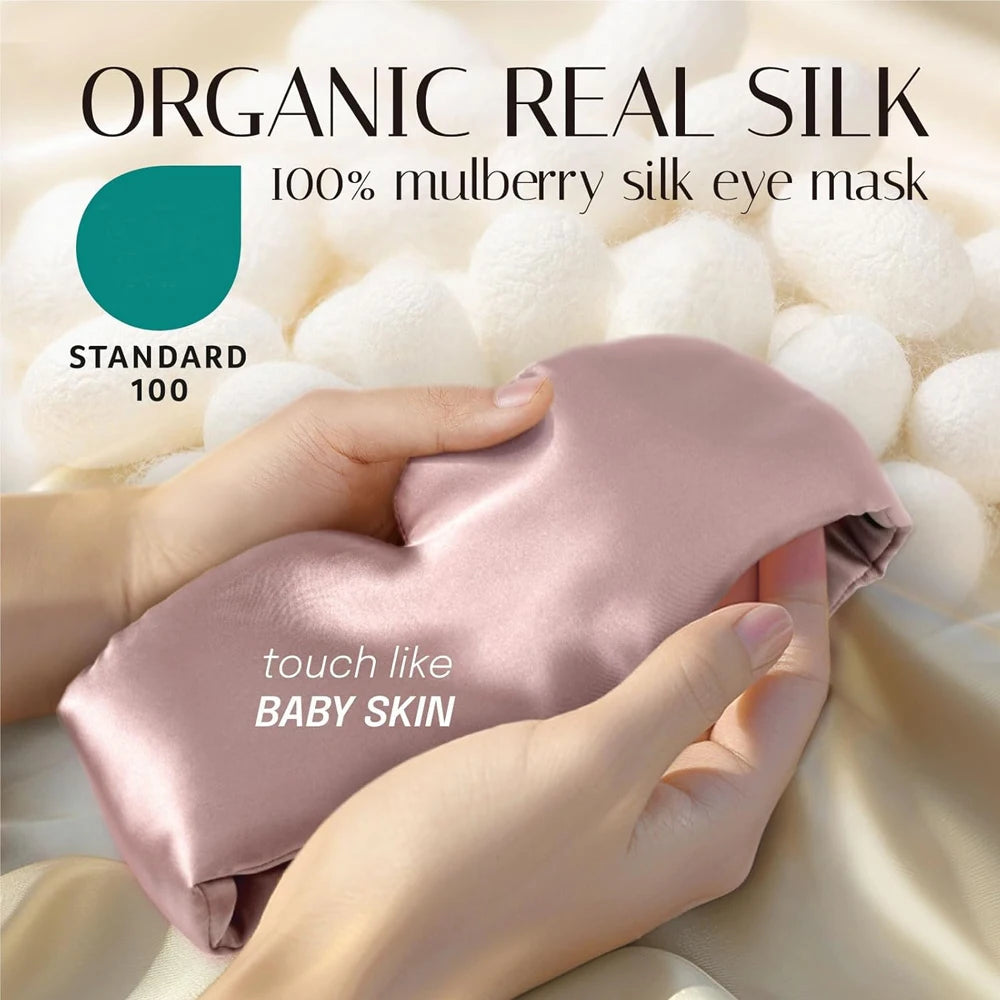 100% Mulberry Silk Sleeping Mask Eyepatch Blocking Light Eyemask Soft Padded Travel Sleeping Aid for Sleep Patch Slaapmasker  My Store