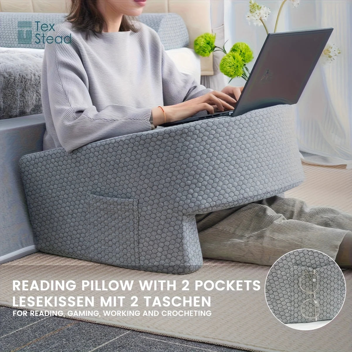 gaming armrest pillow, memory foam reading pillow, oversized support cushion, removable washable cover,,long session support,  My Store