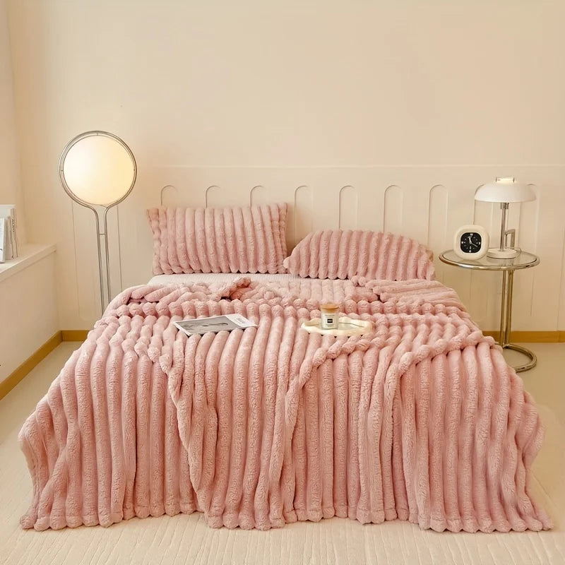 Luxurious Faux Rabbit Fur Throw Blanket - Soft, Warm & Cozy for Couch, Bed, Office, and Travel  My Store