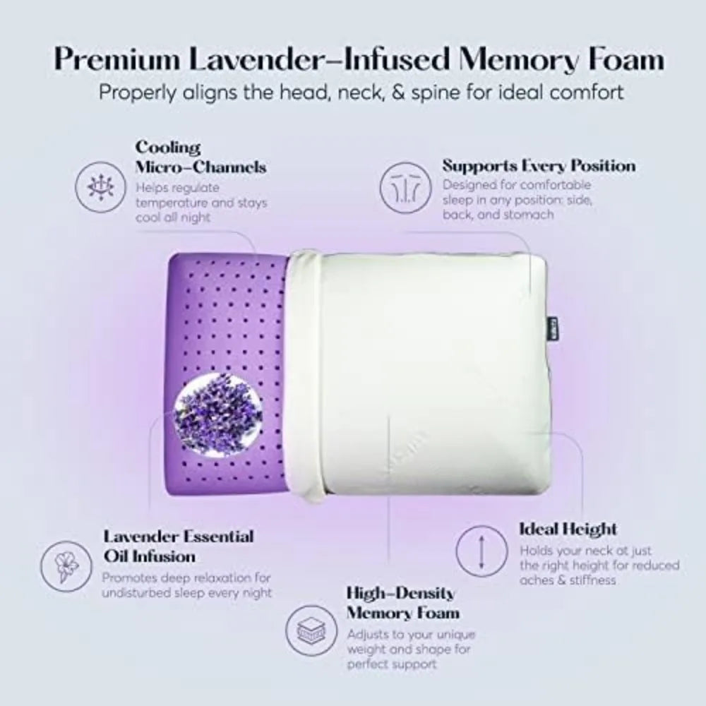 Memory Pillow Breathable Ventilated Perforat Sleeping Essential Lavender Oil Infused Cooling Pillow Neck Shoulder Back Support  Dream Tech Sleep