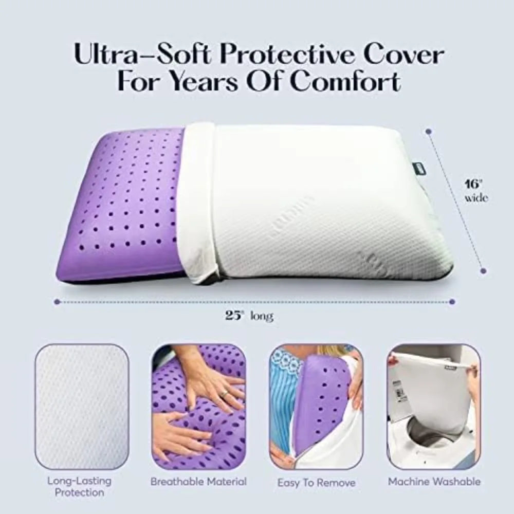 Memory Pillow Breathable Ventilated Perforat Sleeping Essential Lavender Oil Infused Cooling Pillow Neck Shoulder Back Support  Dream Tech Sleep