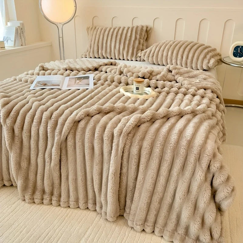 Luxurious Faux Rabbit Fur Throw Blanket - Soft, Warm & Cozy for Couch, Bed, Office, and Travel  My Store