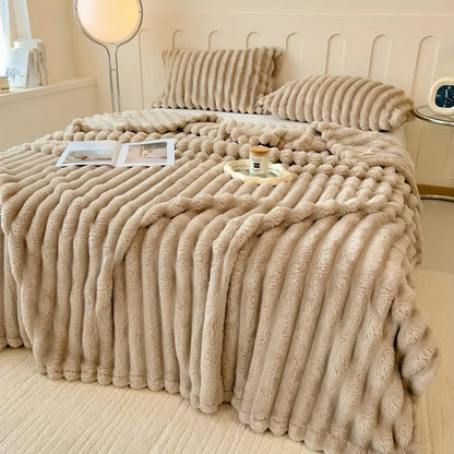 Luxurious Faux Rabbit Fur Throw Blanket - Soft, Warm & Cozy for Couch, Bed, Office, and Travel  My Store