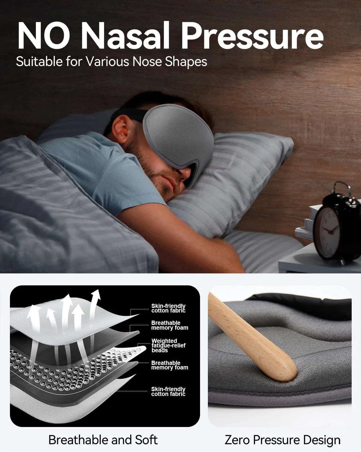 3D Memory Foam Sleep Mask | Soft Silk Eye Cover  Dream Tech Sleep