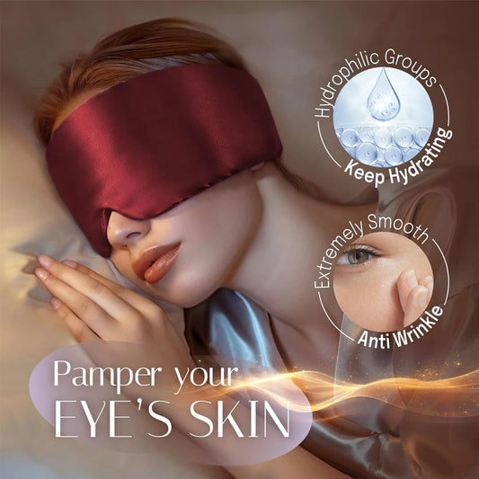 Silk Sleep Mask Soft Pressureless Sleeping Mask 100% Mulberry Silk for Eye Skin Anti Wrinkles,Adjustable Wide Velcro Ear Cover  My Store