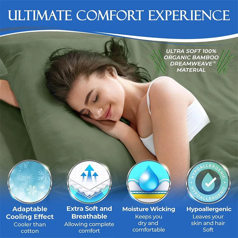 Organic Bamboo Bedding Set | Luxury Bed Sheets for Double, Queen, King Size  Dream Tech Sleep