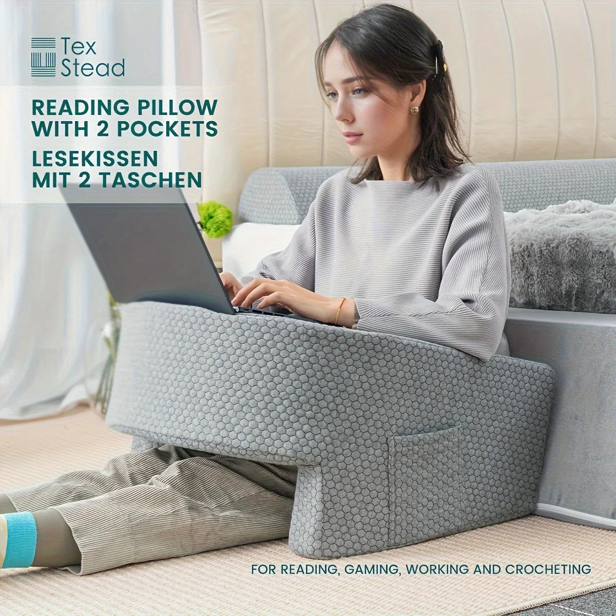 gaming armrest pillow, memory foam reading pillow, oversized support cushion, removable washable cover,,long session support,  My Store