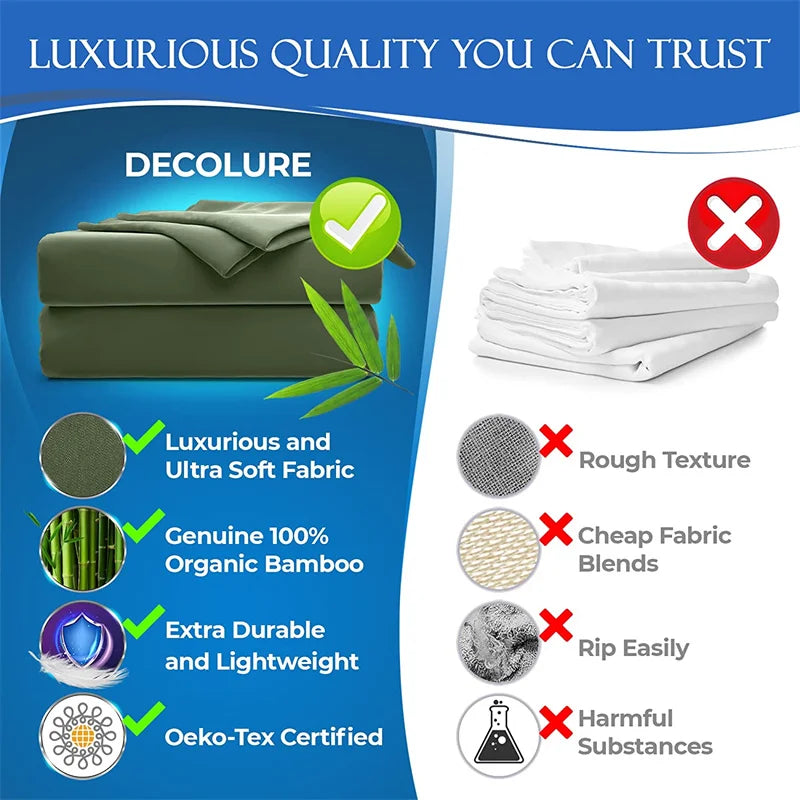 Organic Bamboo Bedding Set | Luxury Bed Sheets for Double, Queen, King Size  Dream Tech Sleep