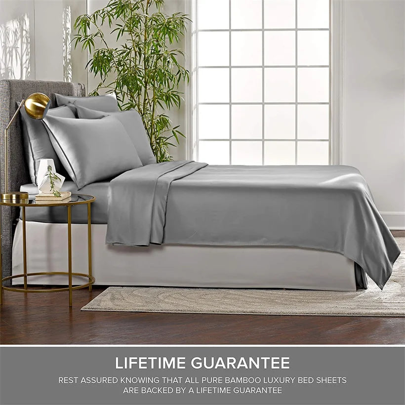 Organic Bamboo Bedding Set | Luxury Cooling Fitted & Flat Sheets, Silky Soft Pillowcase  Dream Tech Sleep