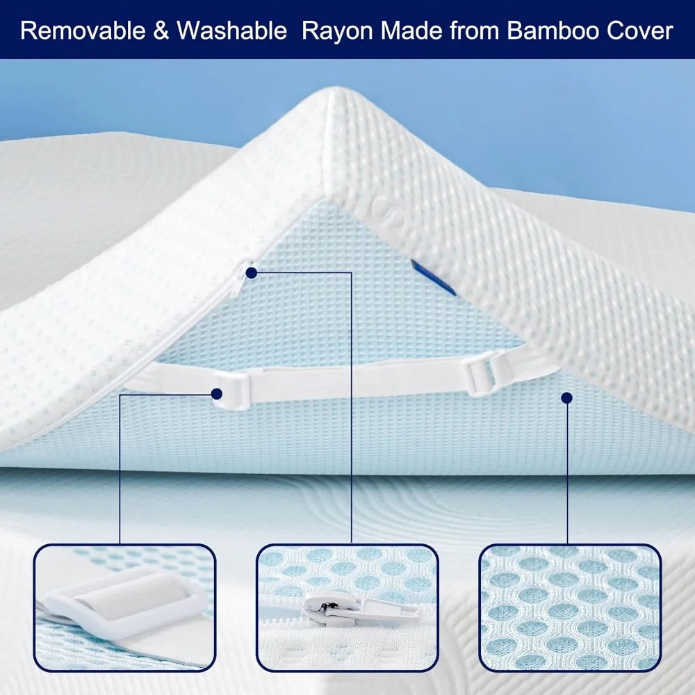 High Density Gel-Infused Memory Foam Mattress Topper – Cooling Bed Topper Pad  Dream Tech Sleep