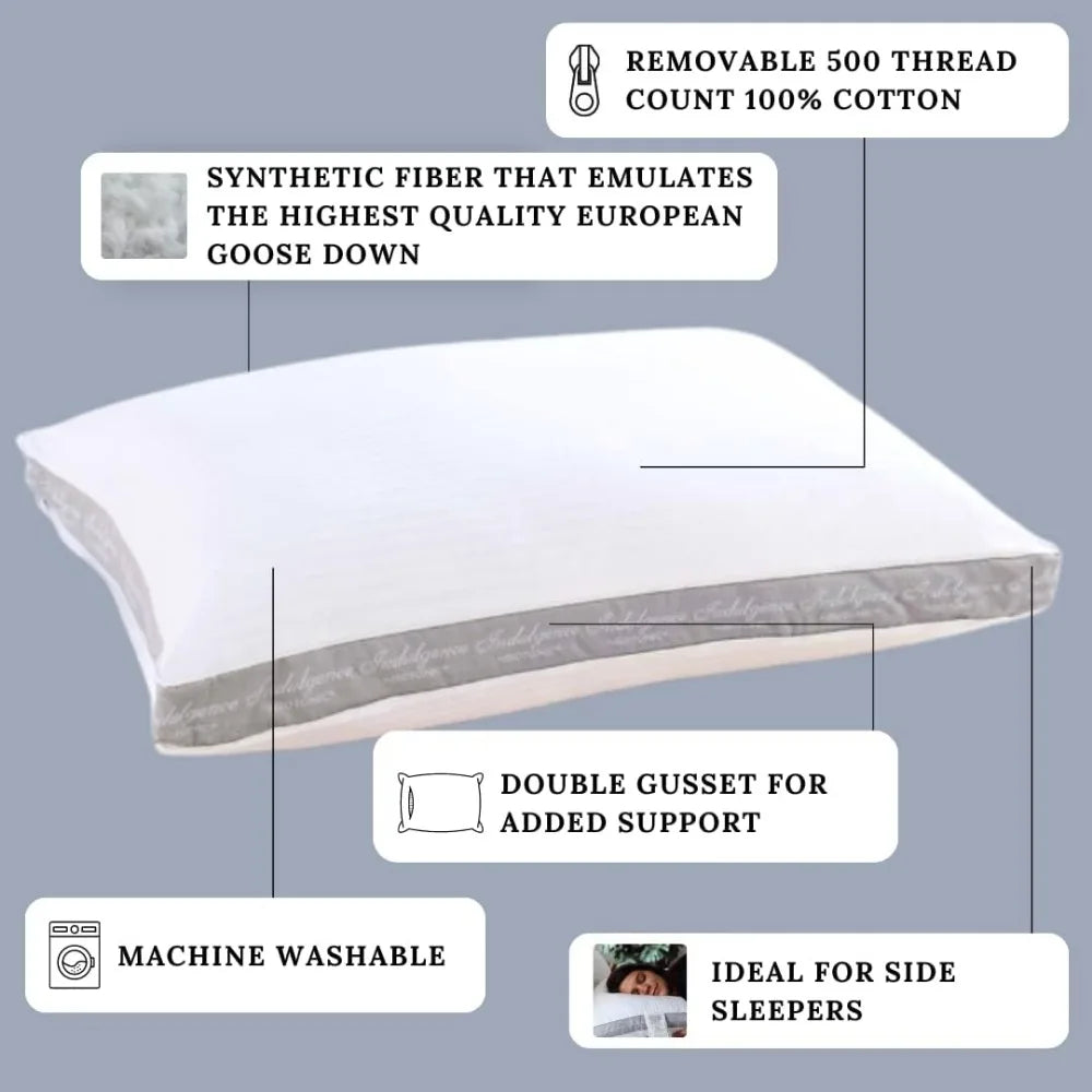 Side Sleeper Pillow 36"x20" King for Side Sleepers and Those Who Want A More Firm Full Pillow REMOVABLE DAMASK COVER  Dream Tech Sleep