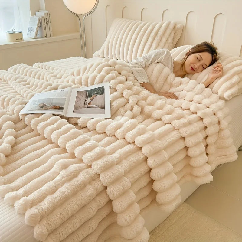 Luxurious Faux Rabbit Fur Throw Blanket - Soft, Warm & Cozy for Couch, Bed, Office, and Travel  My Store