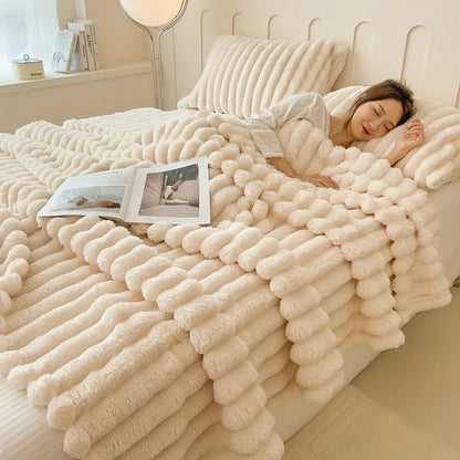 Luxurious Faux Rabbit Fur Throw Blanket - Soft, Warm & Cozy for Couch, Bed, Office, and Travel  My Store