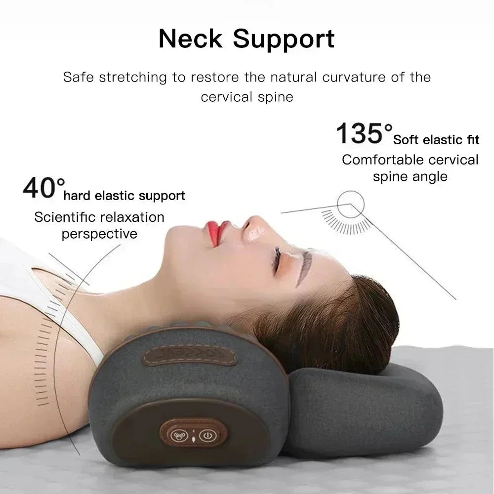 Okayso Electric Neck Massager Cervical Pillow Hot Compress Neck Stretch Heating Vibration Neck Shoulder Massage Traction Pillow  Dream Tech Sleep