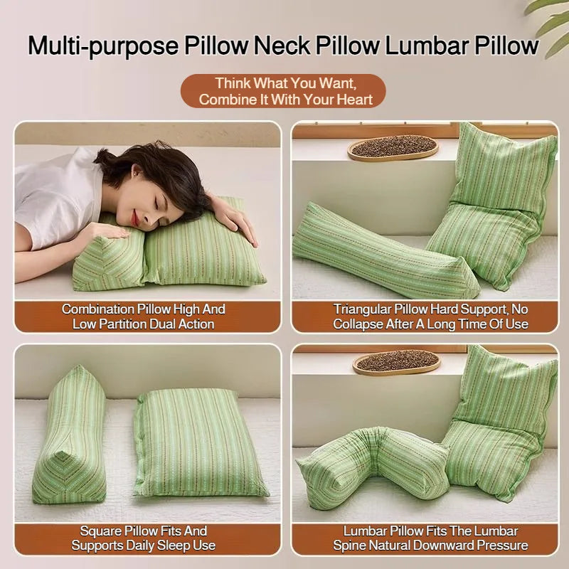 Cervical Protection Buckwheat Pillow Cotton Soft Breathable Neck Pillow Home Sleep Ergonomic Pillow Independent And Removable  My Store