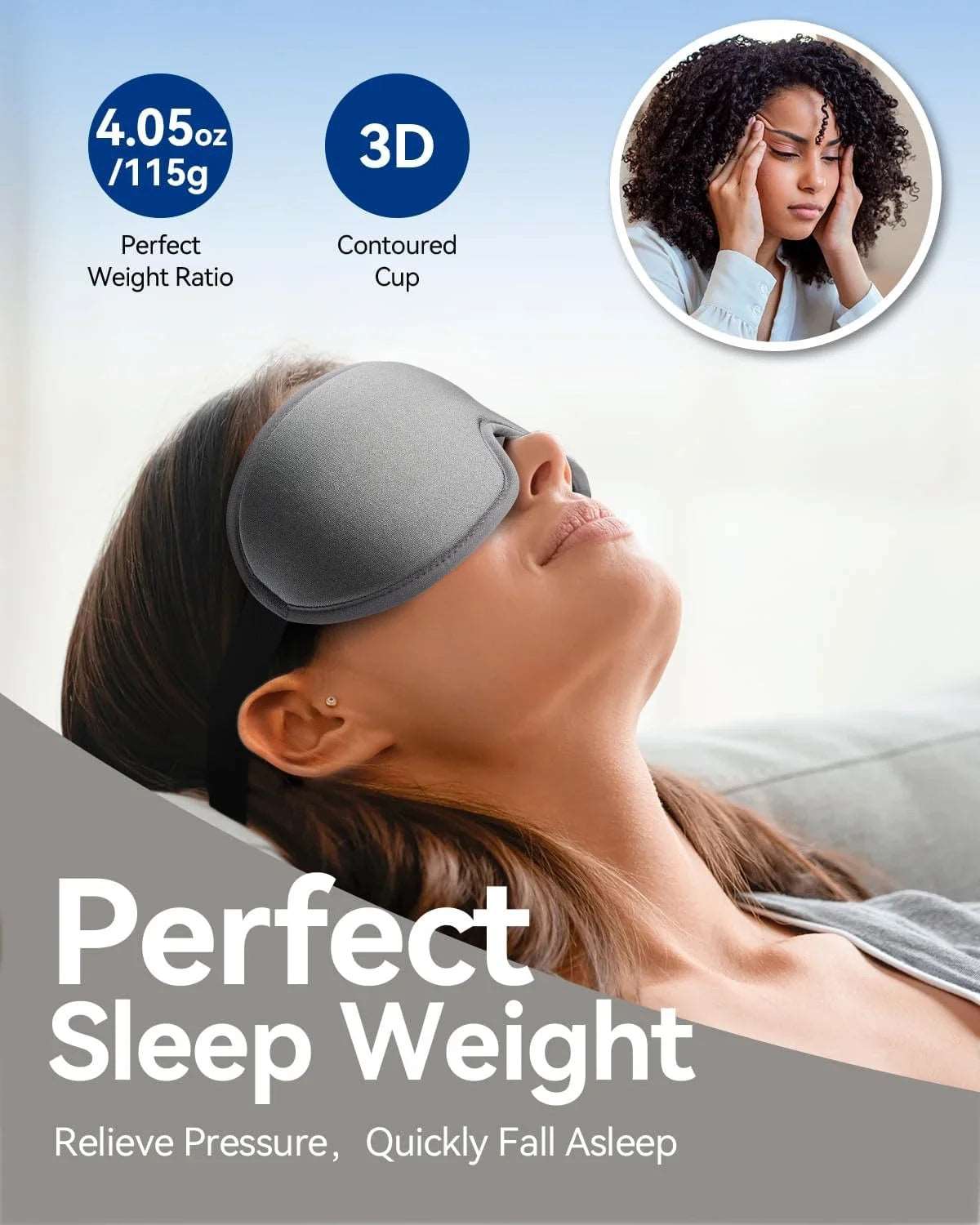 3D Memory Foam Sleep Mask | Soft Silk Eye Cover  Dream Tech Sleep