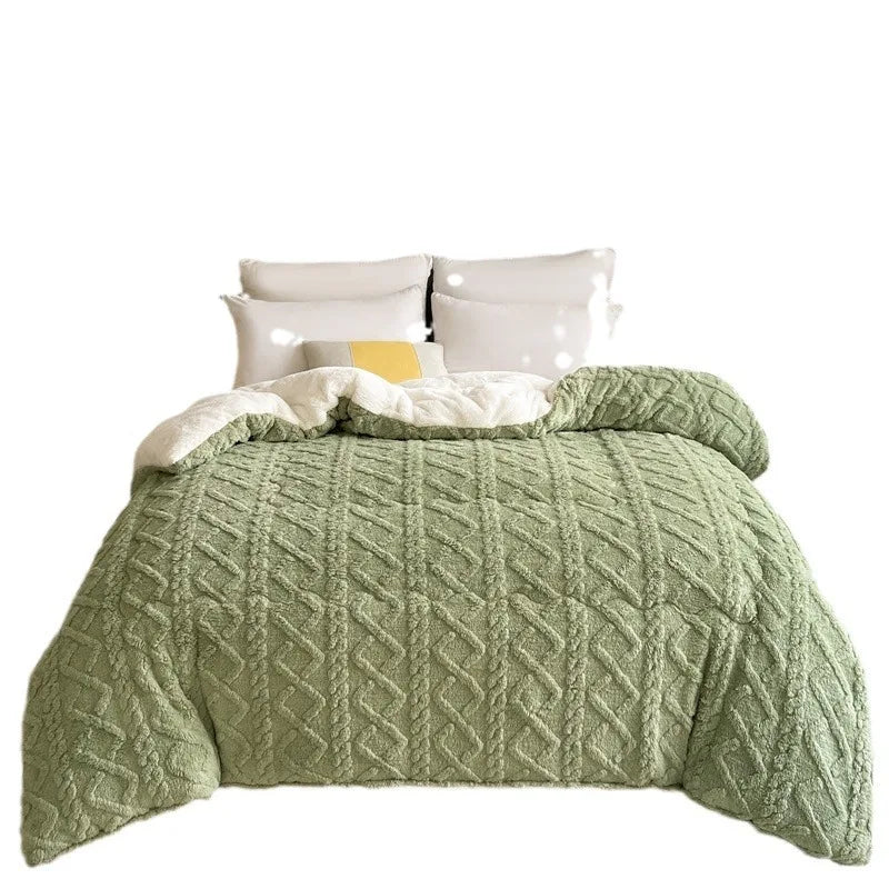 Comfortable double-sided velvet quilt core bedroom velvet thickened blanket home lamb fleece quilt warm quilt core comfortable  My Store