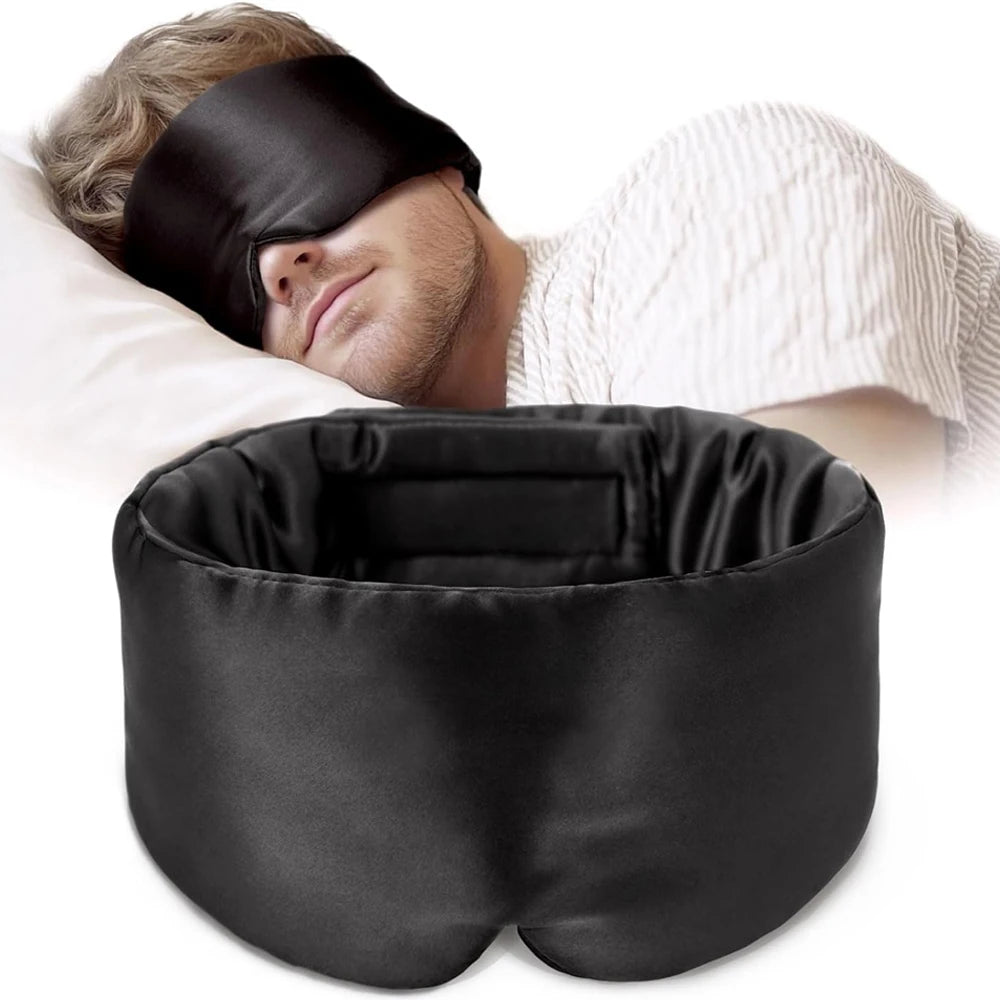Silk Sleep Mask Soft Pressureless Sleeping Mask 100% Mulberry Silk for Eye Skin Anti Wrinkles,Adjustable Wide Velcro Ear Cover  My Store
