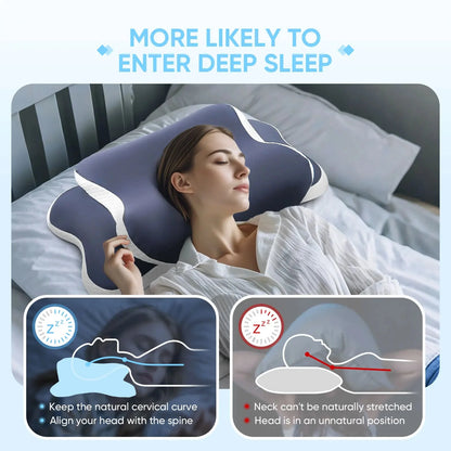 Memory Foam Pillow Cervical Pillow Neck Pain Relief Contour Ergonomic Orthopedic Neck Support for Side Back Stomach Sleeper Gift  Dream Tech Sleep