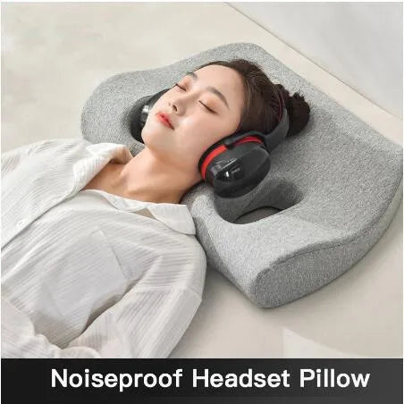 Noise-proof Headset Hole Pillow Memory Foam Pillow Release Ears Pain Pillow with Hole for Side Sleeper  Dream Tech Sleep