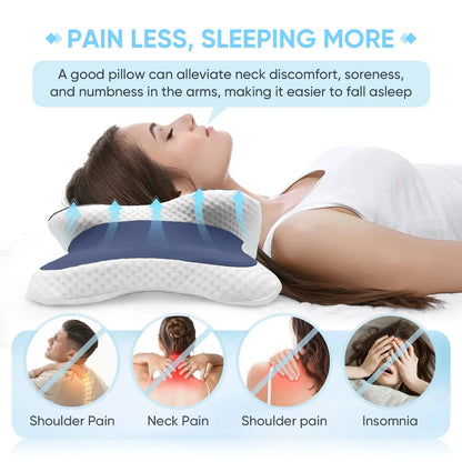 Memory Foam Pillow Cervical Pillow Neck Pain Relief Contour Ergonomic Orthopedic Neck Support for Side Back Stomach Sleeper Gift  Dream Tech Sleep