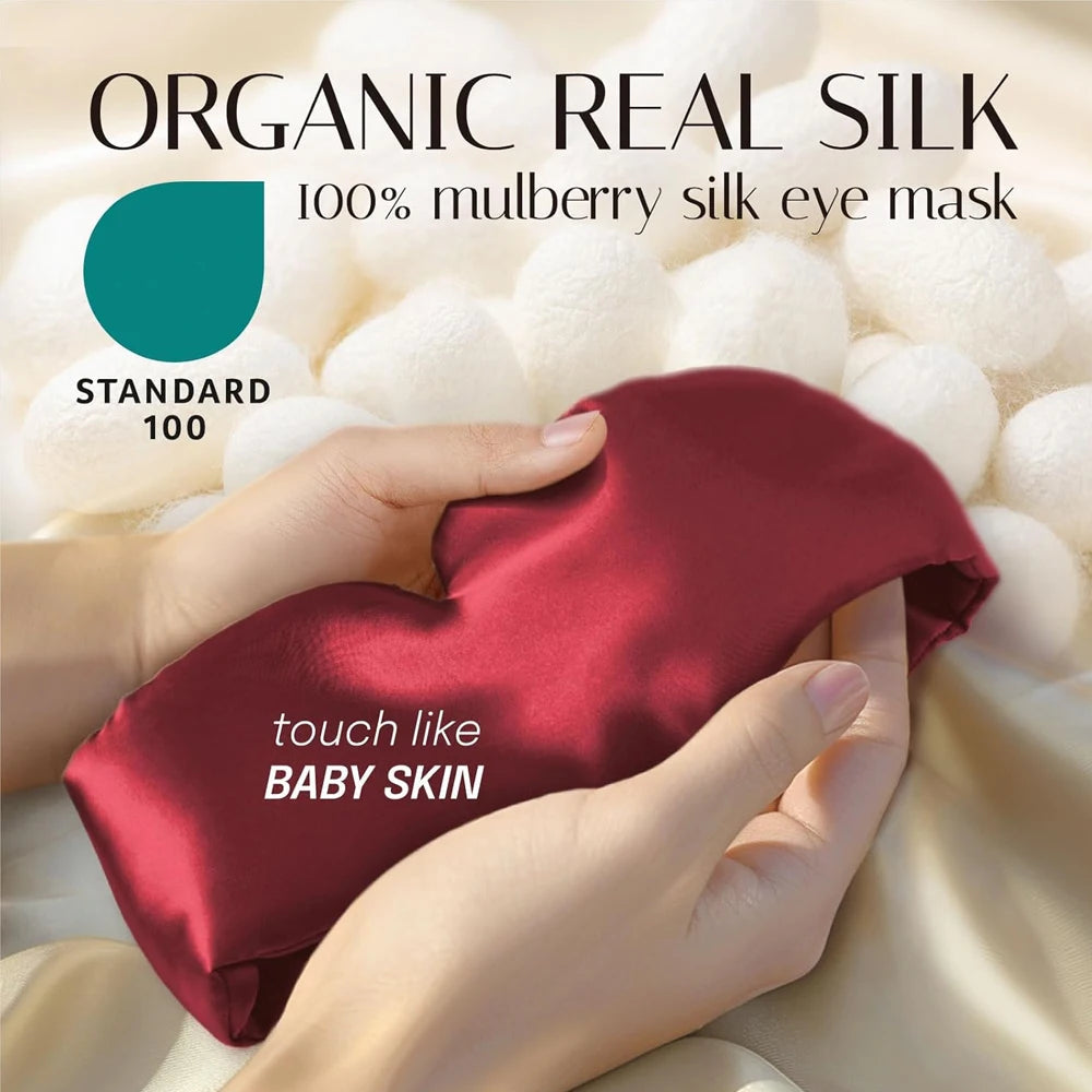 Silk Sleep Mask Soft Pressureless Sleeping Mask 100% Mulberry Silk for Eye Skin Anti Wrinkles,Adjustable Wide Velcro Ear Cover  My Store