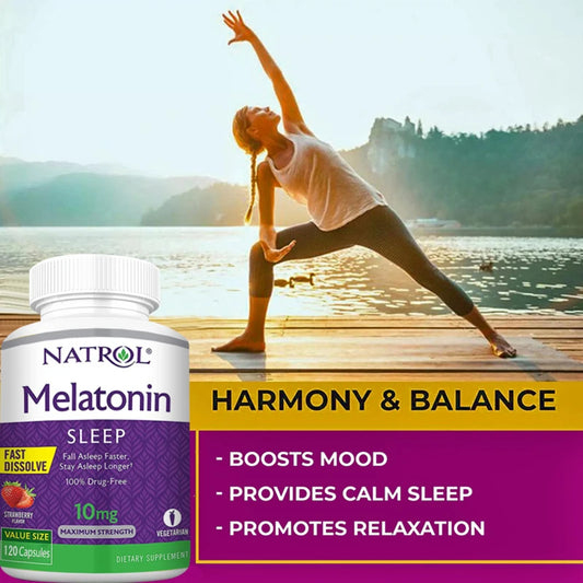 10mg Melatonin Sleep Supplement Solve Sleep Problems Immune Support, Relieve Stress Quick Dissolution Regulate Biological Clock  Dream Tech Sleep