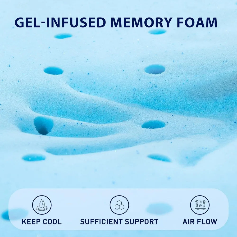 High Density Gel-Infused Memory Foam Mattress Topper – Cooling Bed Topper Pad  Dream Tech Sleep