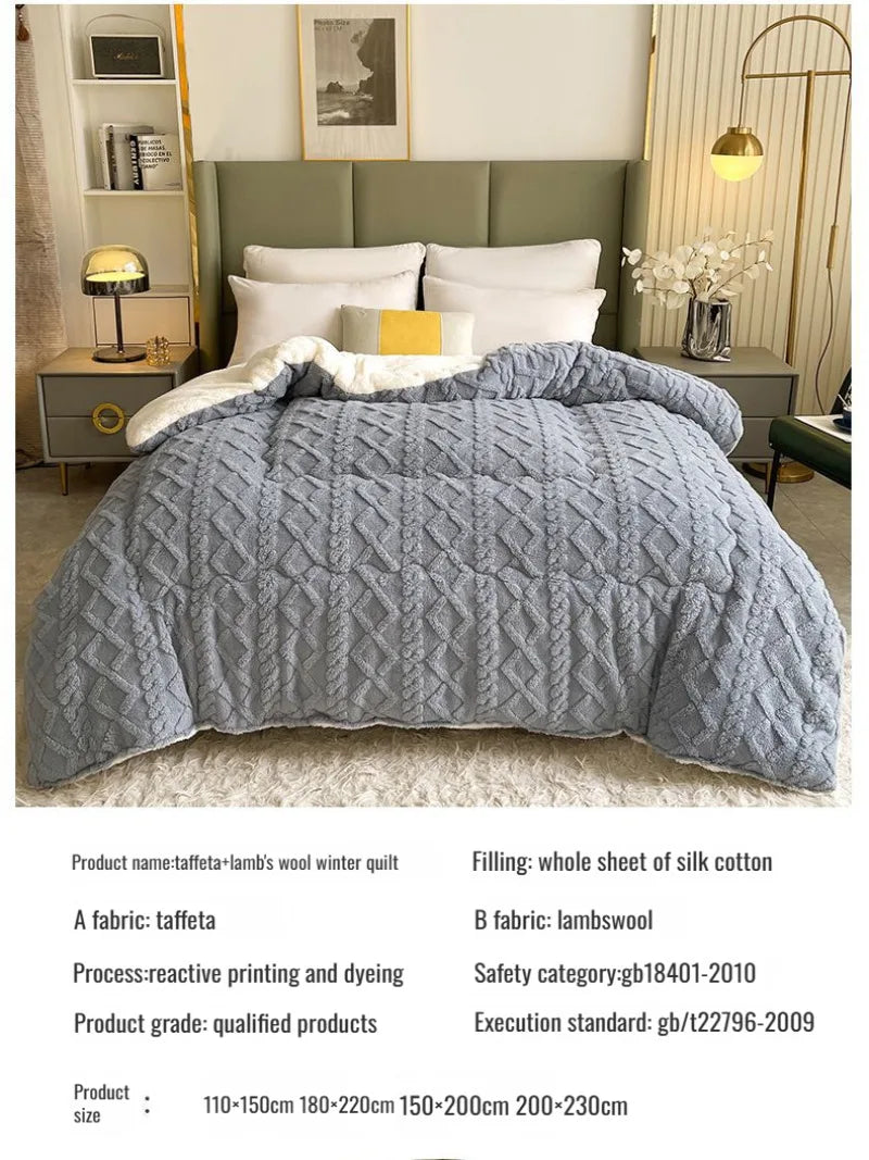 Comfortable double-sided velvet quilt core bedroom velvet thickened blanket home lamb fleece quilt warm quilt core comfortable  My Store