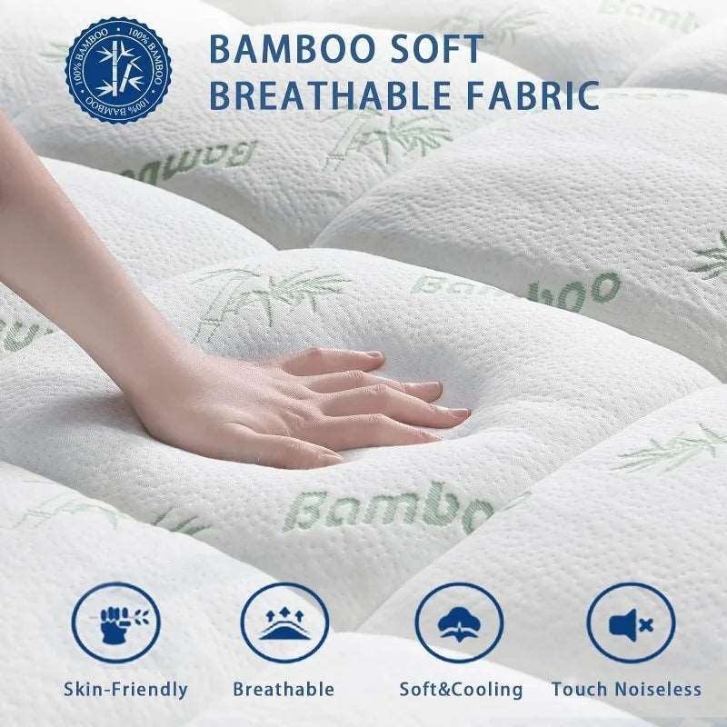 Bamboo Mattress Topper | Cooling, Extra Thick, Soft Quilted Cover  Dream Tech Sleep