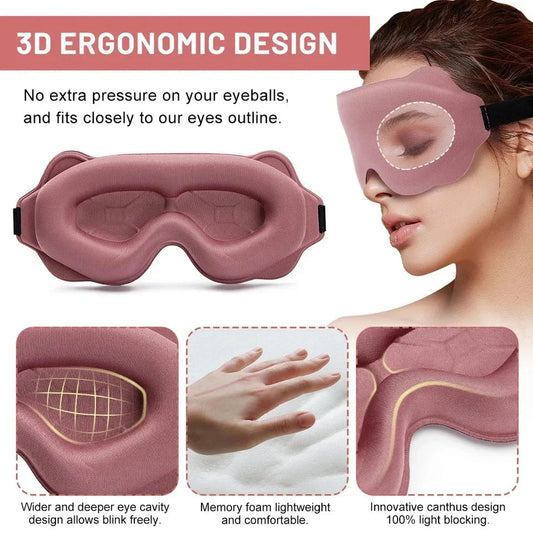 3D Mask for Sleep Eye Mask Lights Blockout Soft Padded Sleeping Masked Fabric Cover Shade Blindfold Eyepatch Travelsleepmask  Dream Tech Sleep