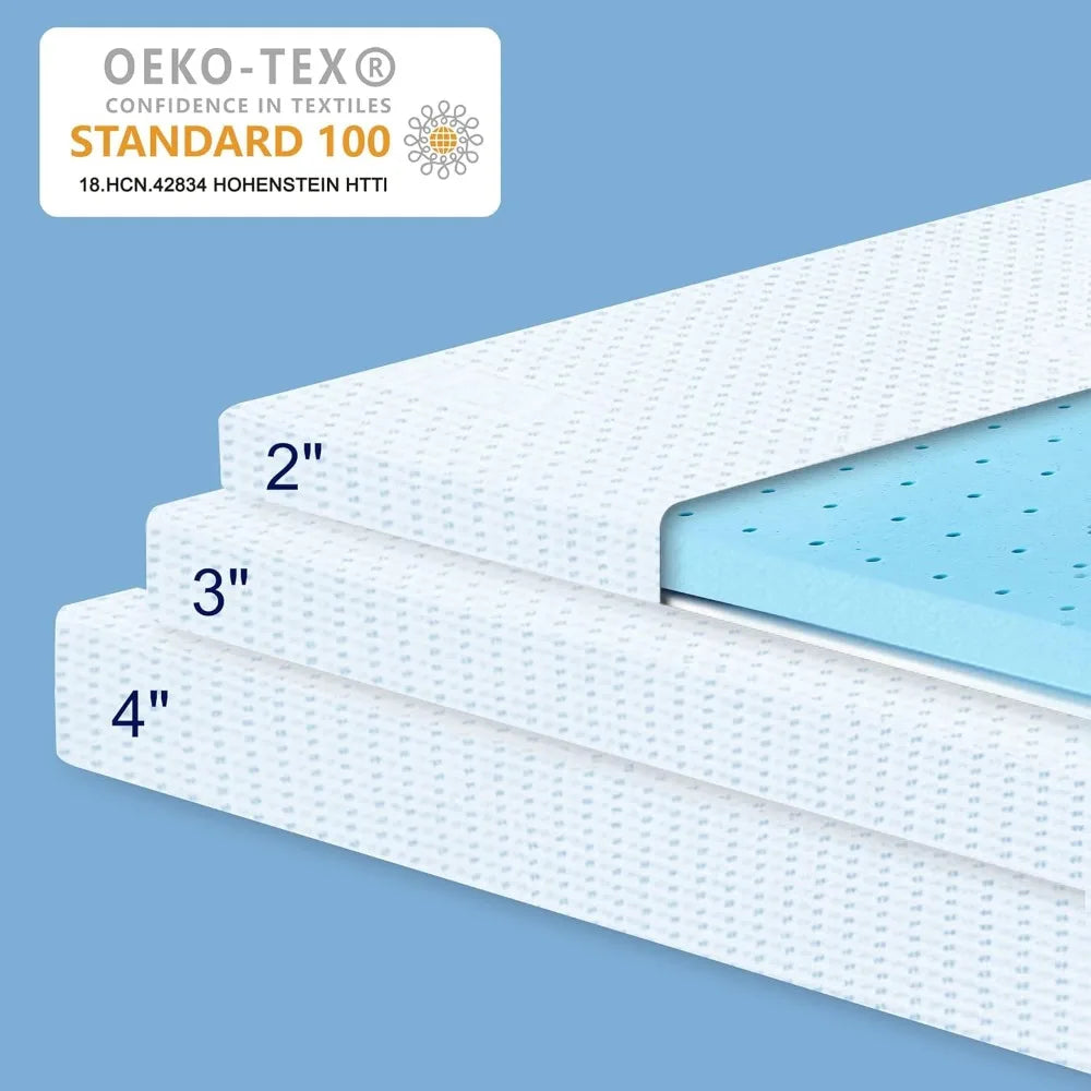 High Density Gel-Infused Memory Foam Mattress Topper – Cooling Bed Topper Pad  Dream Tech Sleep