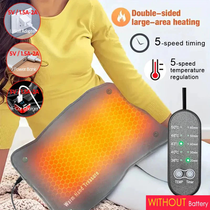 New Graphene Quick Heating Warming Pad with Adjustable Temperature and Timing USB Power Supply Office and Home Warming Handbags  Dream Tech Sleep