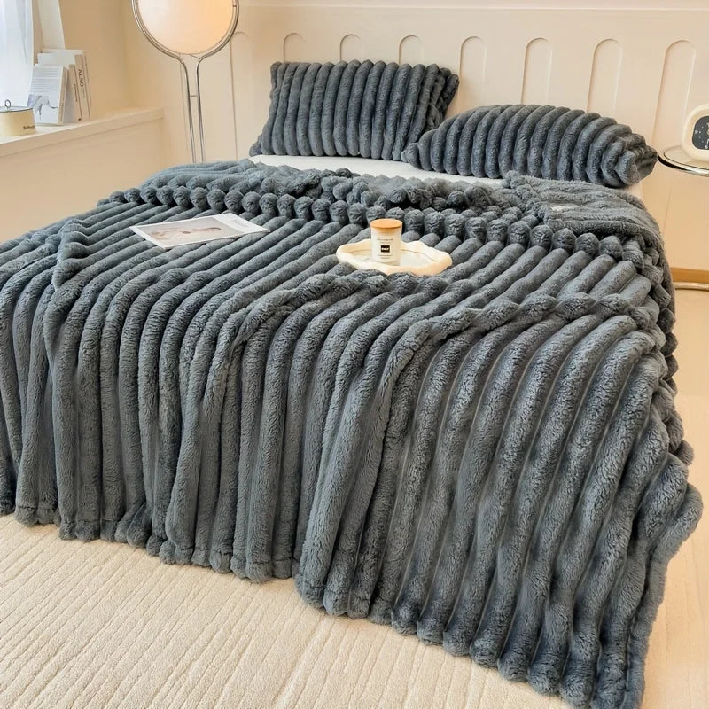 Luxurious Faux Rabbit Fur Throw Blanket - Soft, Warm & Cozy for Couch, Bed, Office, and Travel  My Store