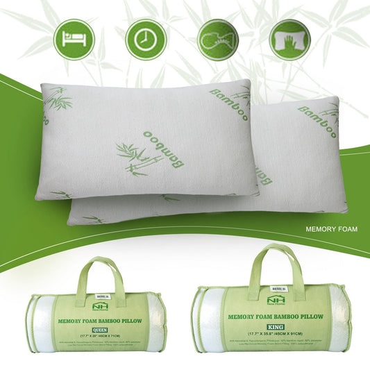 Bamboo Memory Foam Pillow With Washable Pillowcase  Dream Tech Sleep