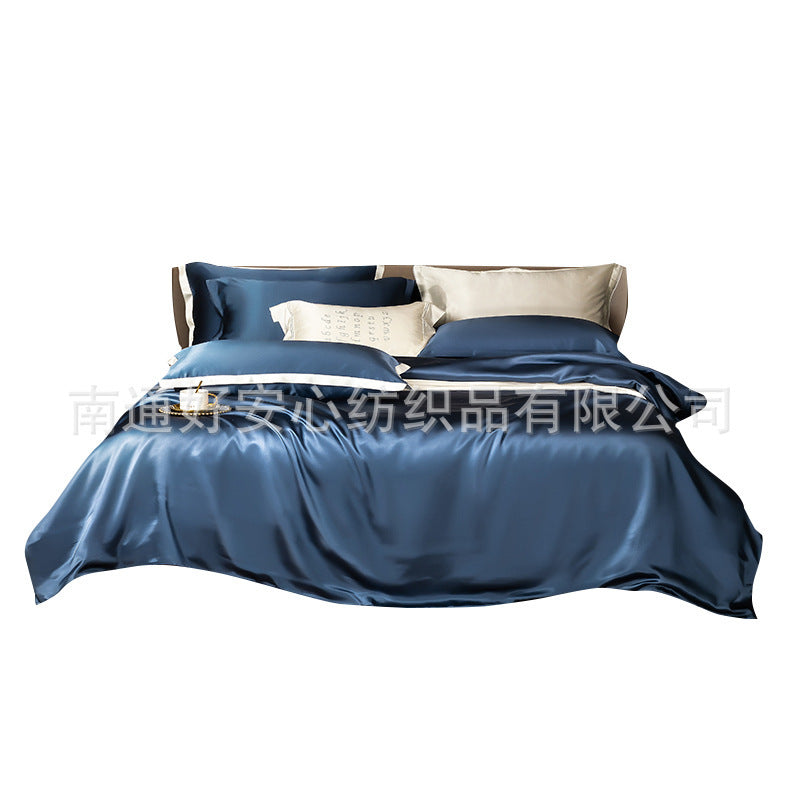 Solid Color Silk Four-piece Set Bed Sheet And Pillowcase Bedding  Dream Tech Sleep
