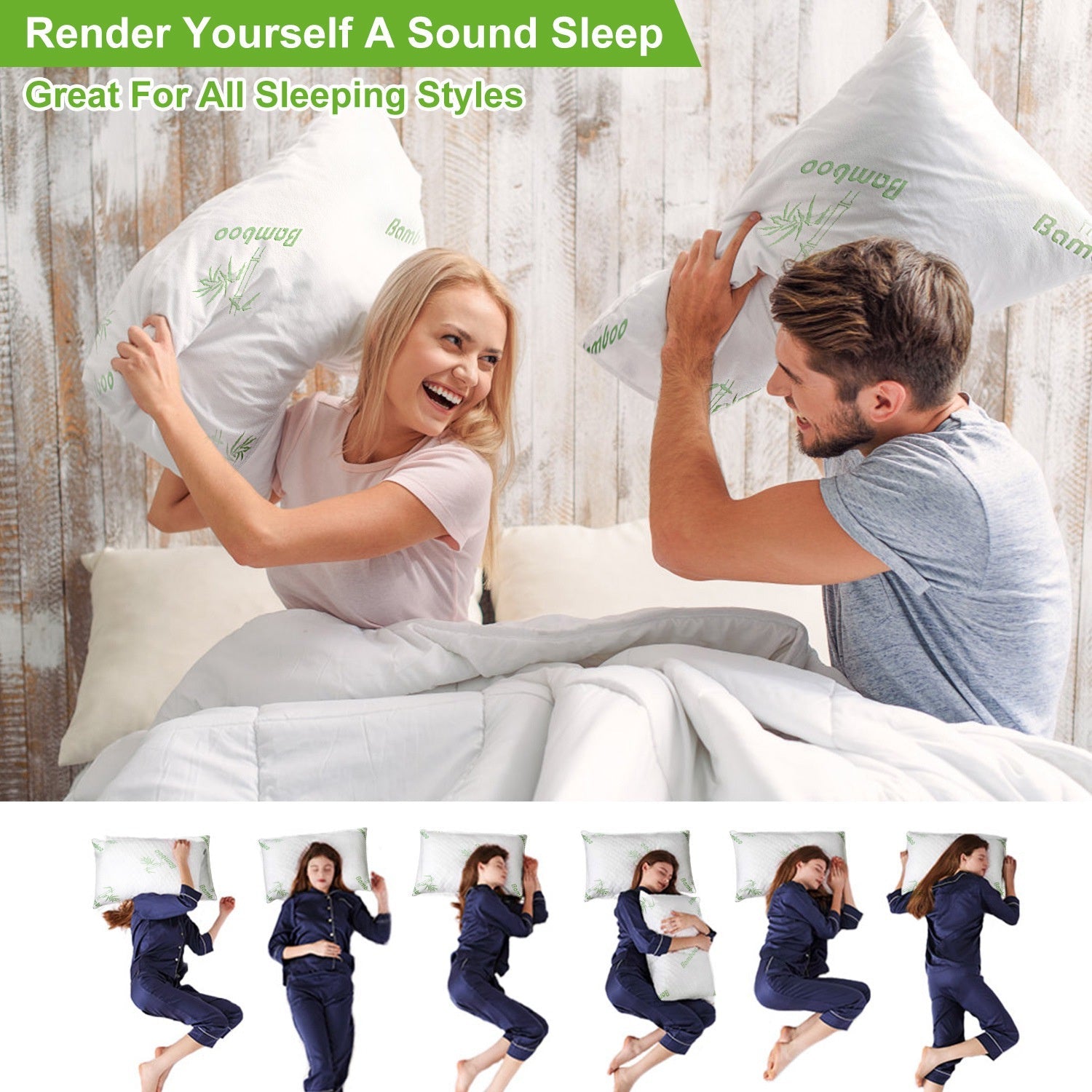 Bamboo Memory Foam Pillow With Washable Pillowcase  Dream Tech Sleep