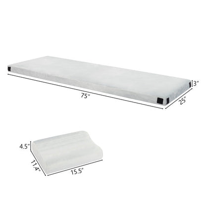 75 X 25 X 3in Memory Foam Short Plush Bed Grey Camping Mattress With Storage Bag With Pillow  Dream Tech Sleep