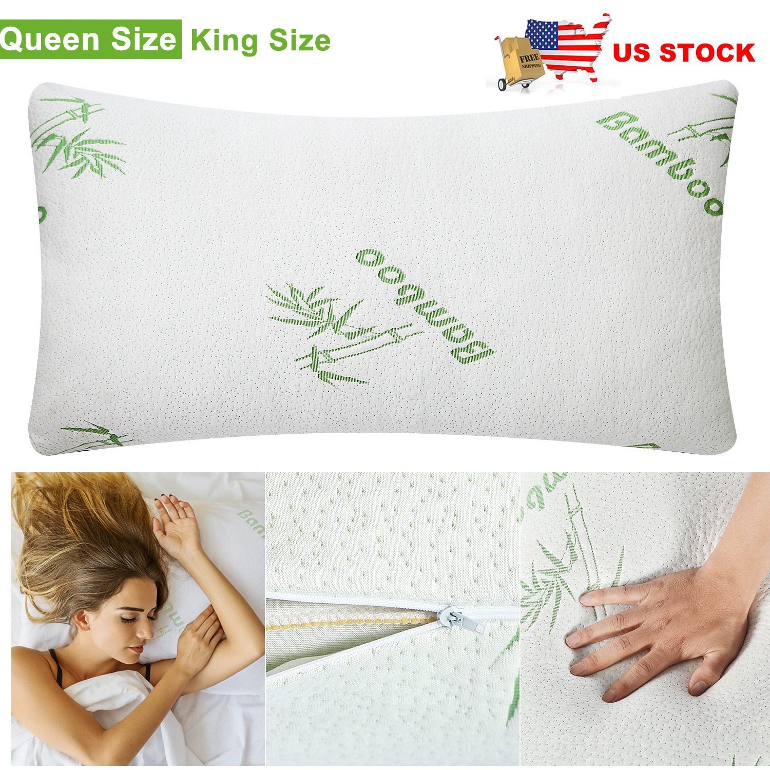 Bamboo Memory Foam Pillow With Washable Pillowcase  Dream Tech Sleep