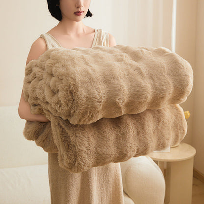 Double-sided Blanket Coral Fleece Nap Office Sofas Cover Blanket Thick Fleece Winter  Dream Tech Sleep