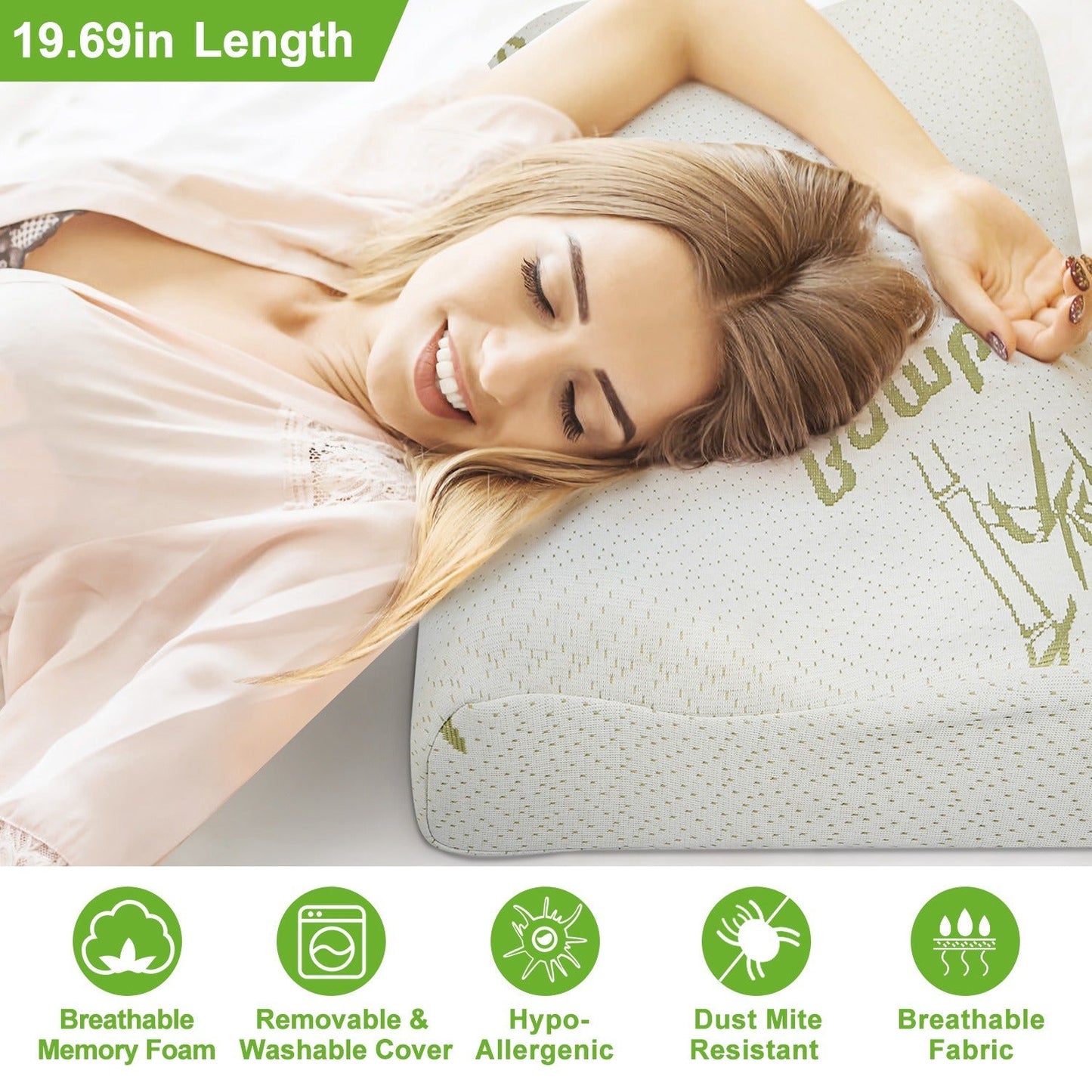 S-L Size Options -- 1Pc Bamboo Memory Foam Sleep Pillow Contoured Cervical Orthopedic Pillow Neck Support Breath Pillow  My Store