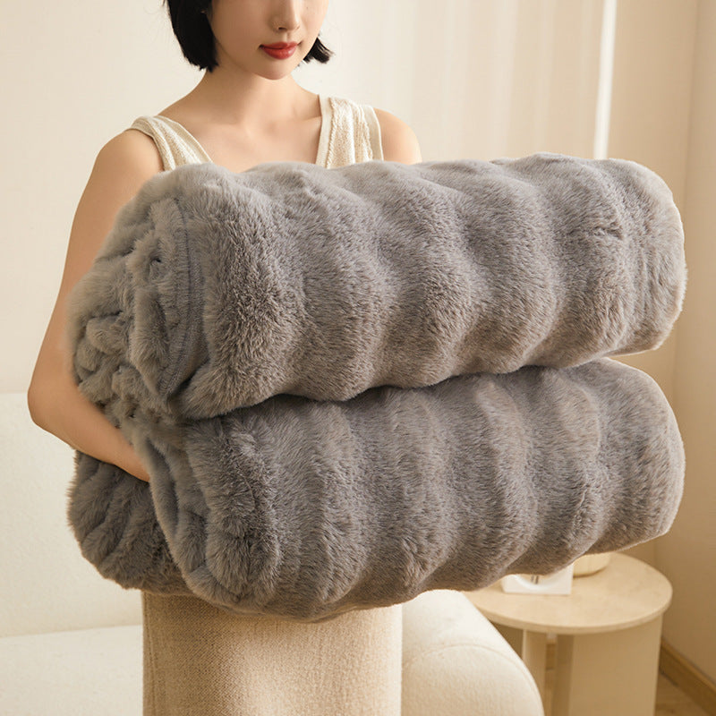 Double-sided Blanket Coral Fleece Nap Office Sofas Cover Blanket Thick Fleece Winter  Dream Tech Sleep
