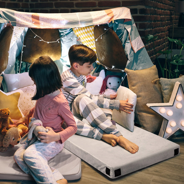 75 X 25 X 3in Memory Foam Short Plush Bed Grey Camping Mattress With Storage Bag With Pillow  Dream Tech Sleep